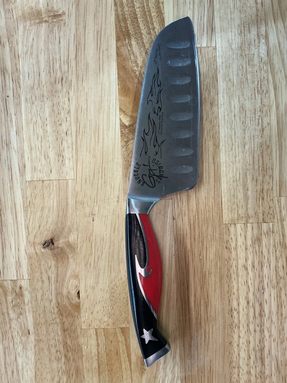 Guy Fieri Knuckle Sandwich 5.5” Santoku Knife German Steel Texas Handle Chef